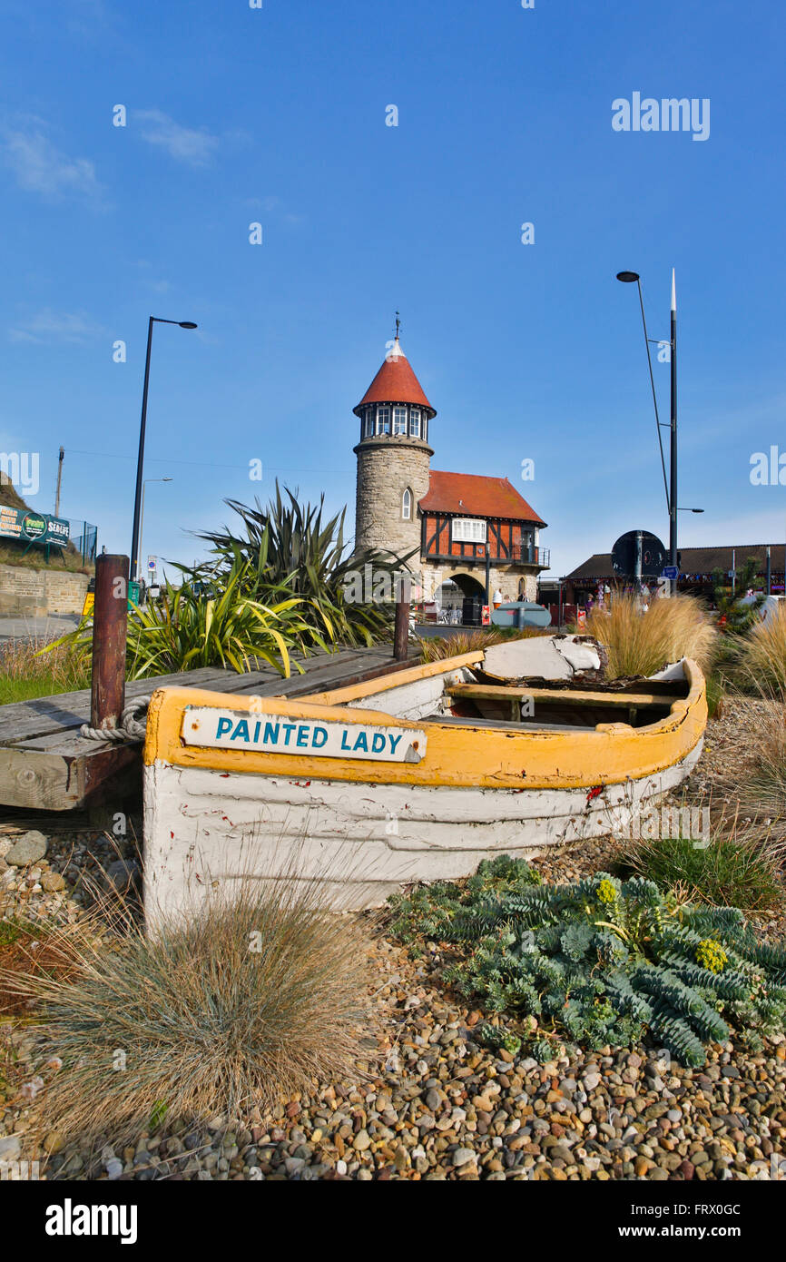 Boat and Garden Display; Scarborough; Yorkshire; UK Stock Photo
