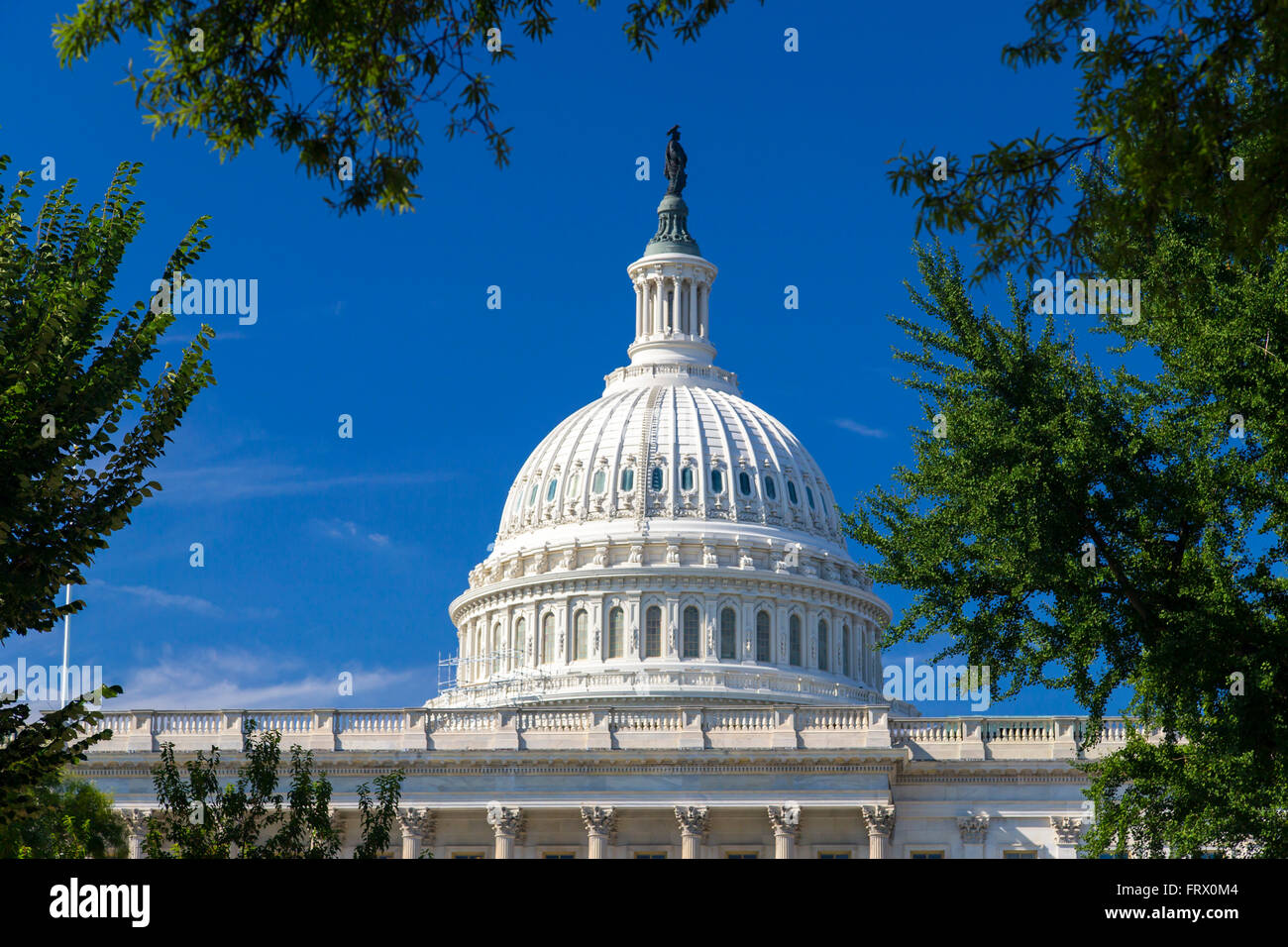 Close-up of the Dome of the United States National Capitol building in Washington DC Stock Photo