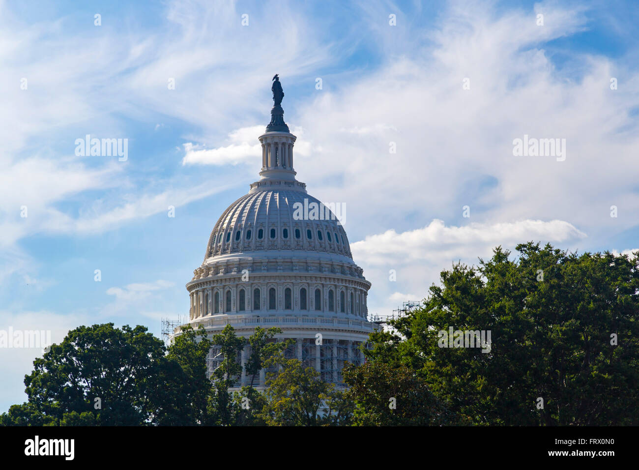 Close-up of the Dome of the United States National Capitol building in Washington DC Stock Photo