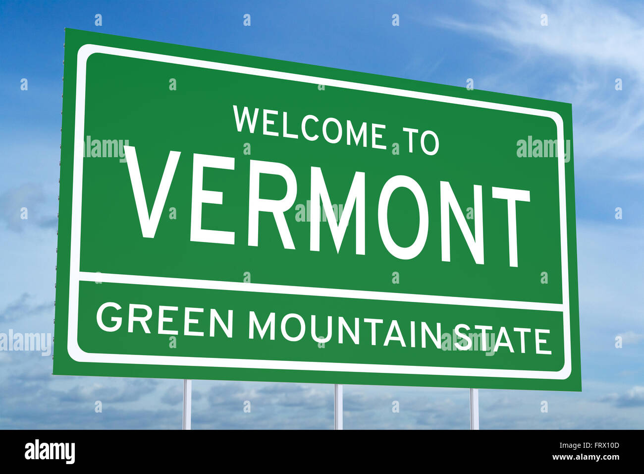 to Vermont state concept on road sign Stock Photo Alamy
