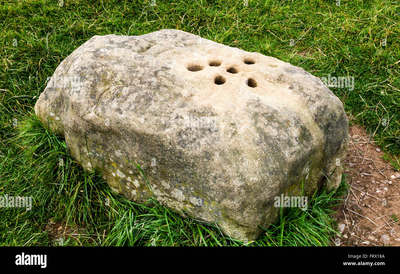 The Coolstone, a Plague Stone or Boundary Stone Eyam Derbyshire Peak District National Park England UK Stock Photo