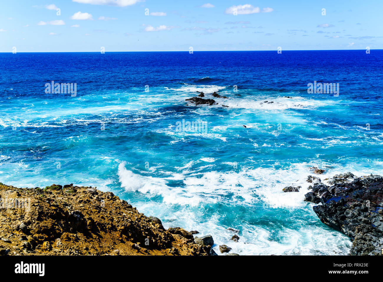 Waves of the South Pacific Ocean at Easter Island, Chile Stock Photo
