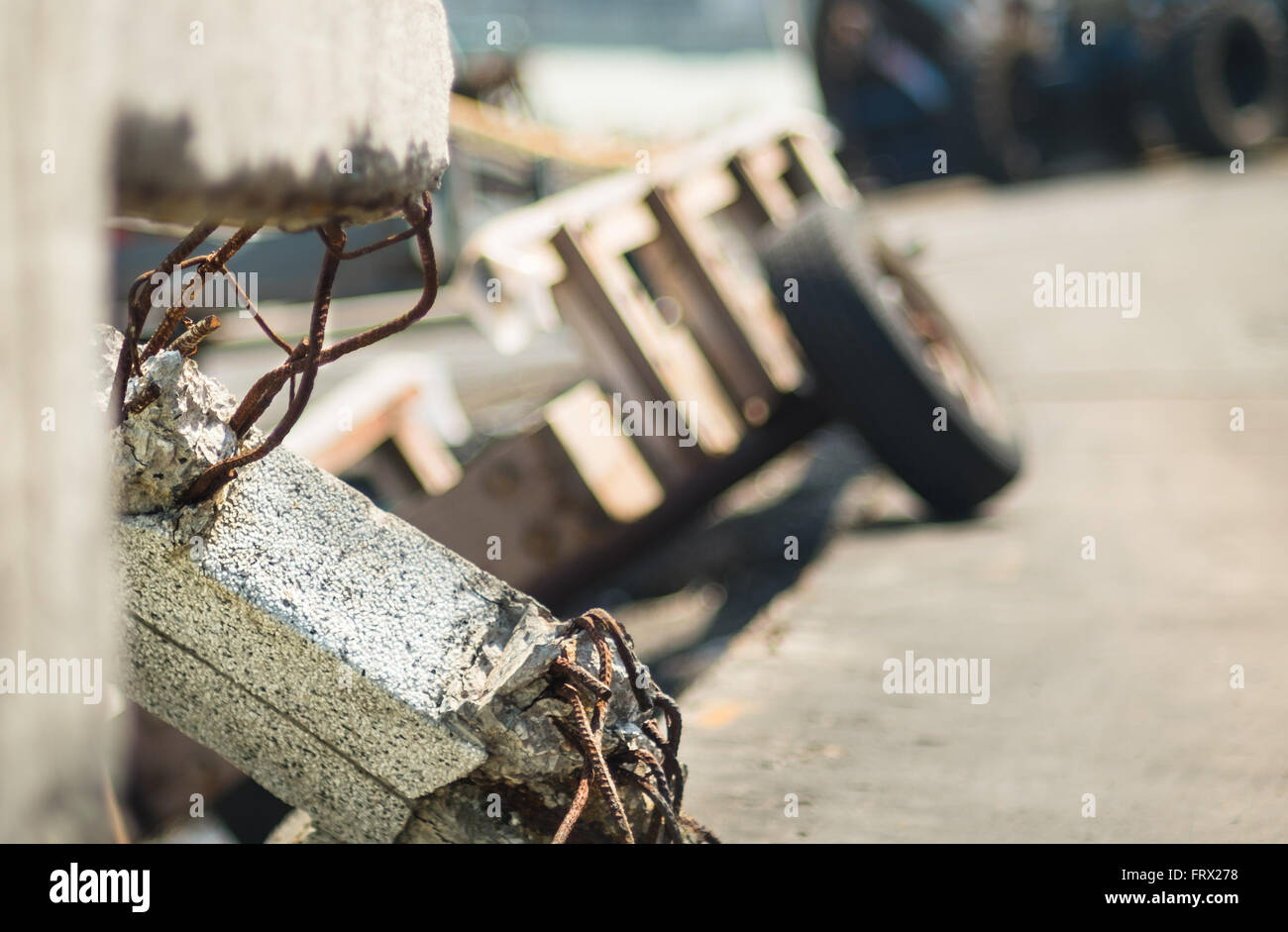 Local boat yard workers around the pier. Stock Photo