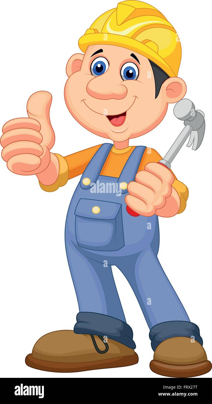 Cartoon Construction worker repairman Stock Vector Image & Art - Alamy