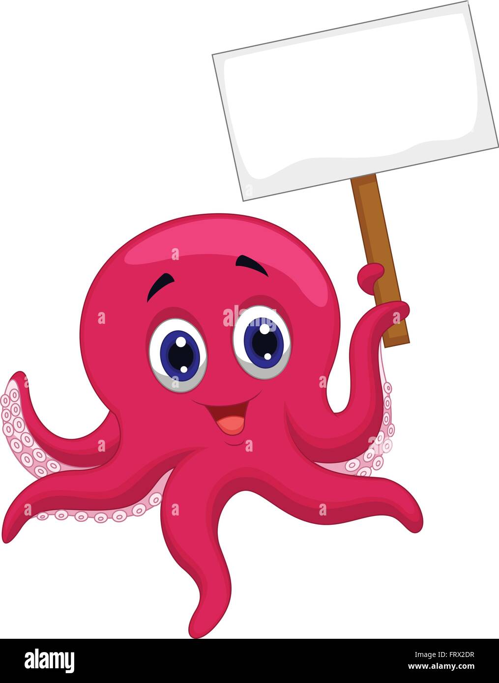 Octopus Cartoon Holding Banner Stock Vector Art Illustration