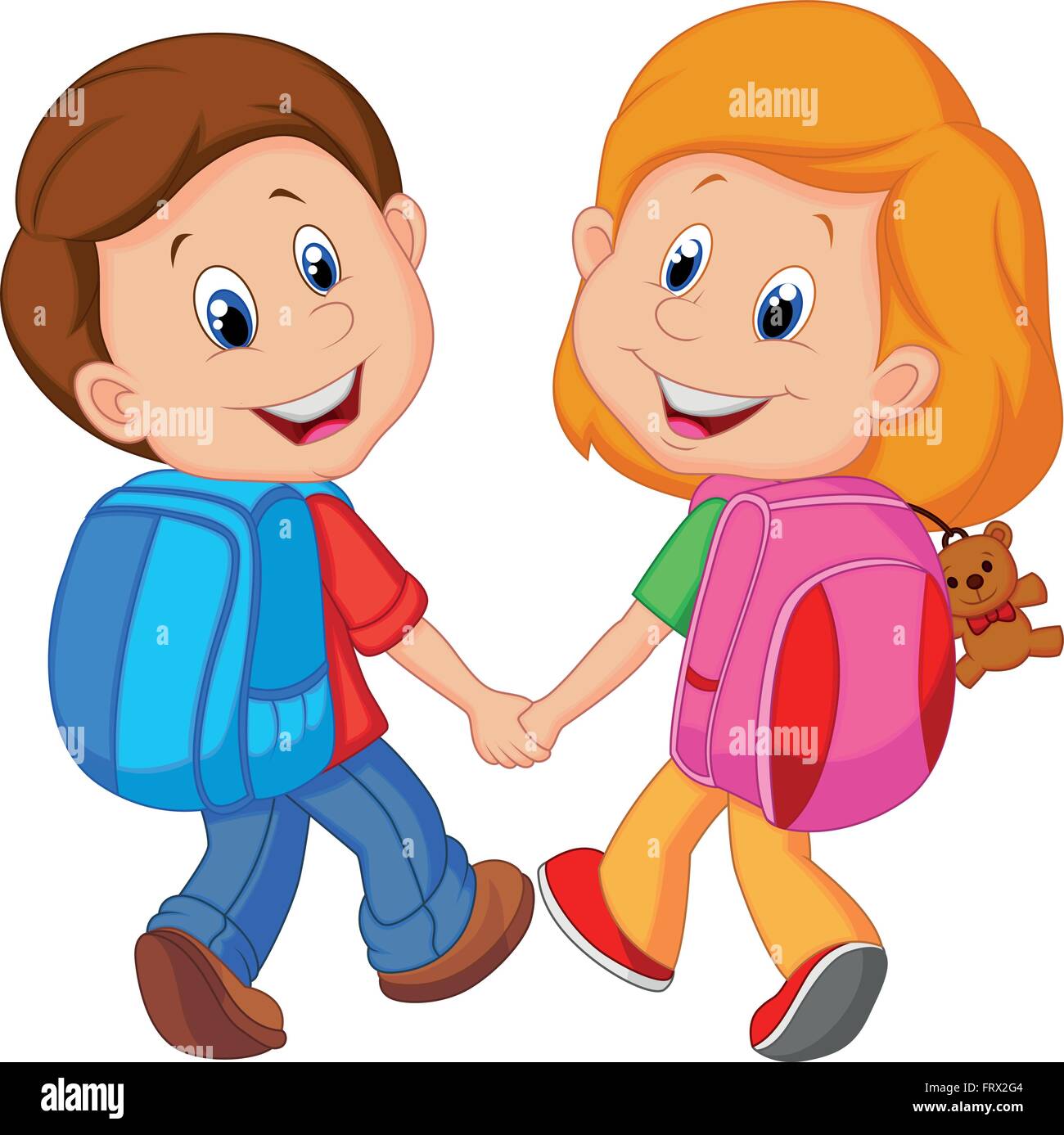 Boy and girl with backpacks Stock Vector Image & Art Alamy