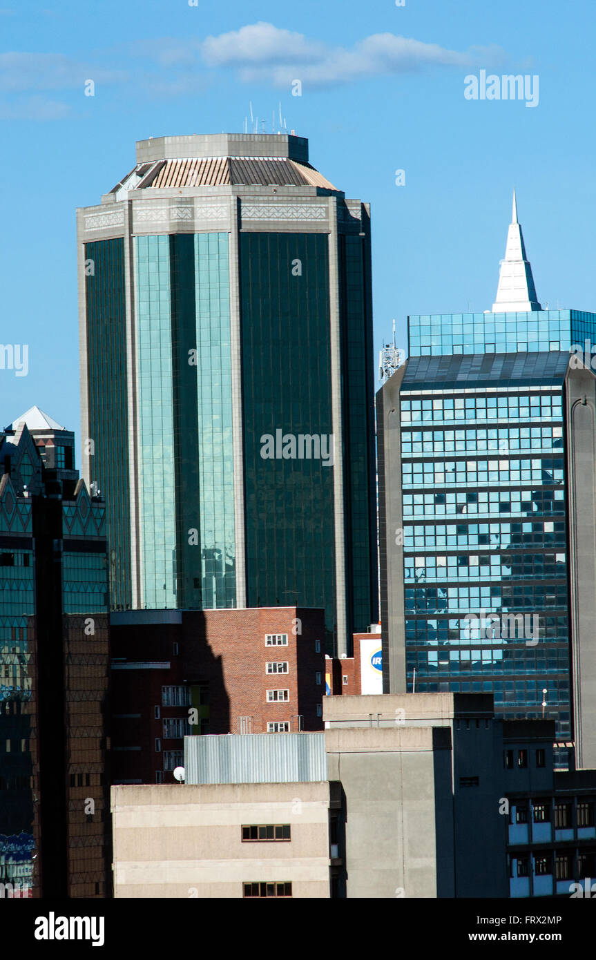 Aerial view of CBD and Reserve Bank, looking northeast, Harare, Zimbabwe Stock Photo