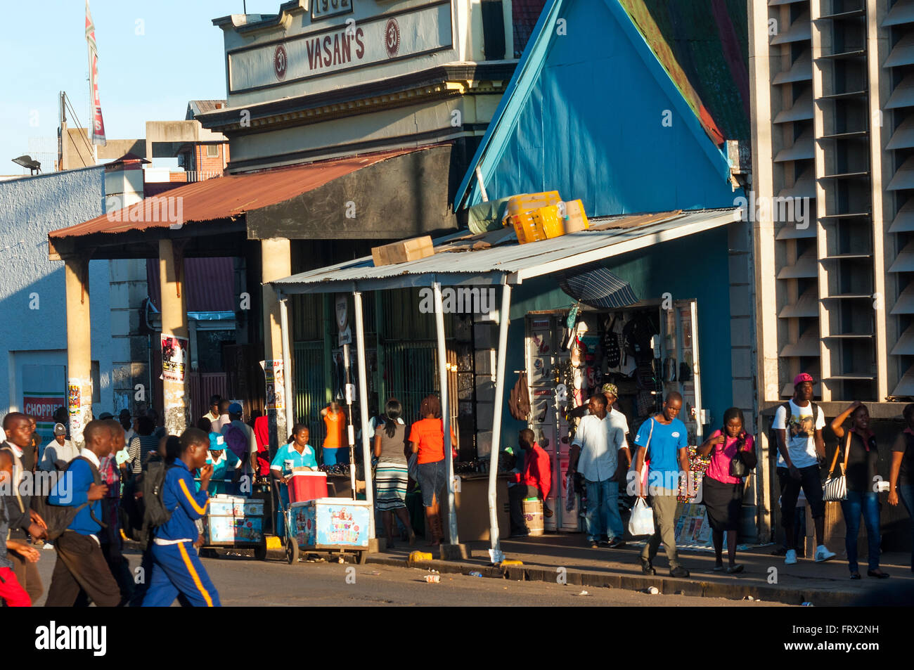 Street scene, Robert Mugabe Street, CBD, Harare, Zimbabwe Stock Photo