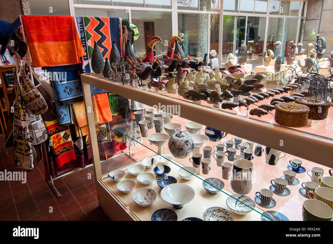 Craft shop display, National Gallery, CBD, Harare, Zimbabwe Stock Photo