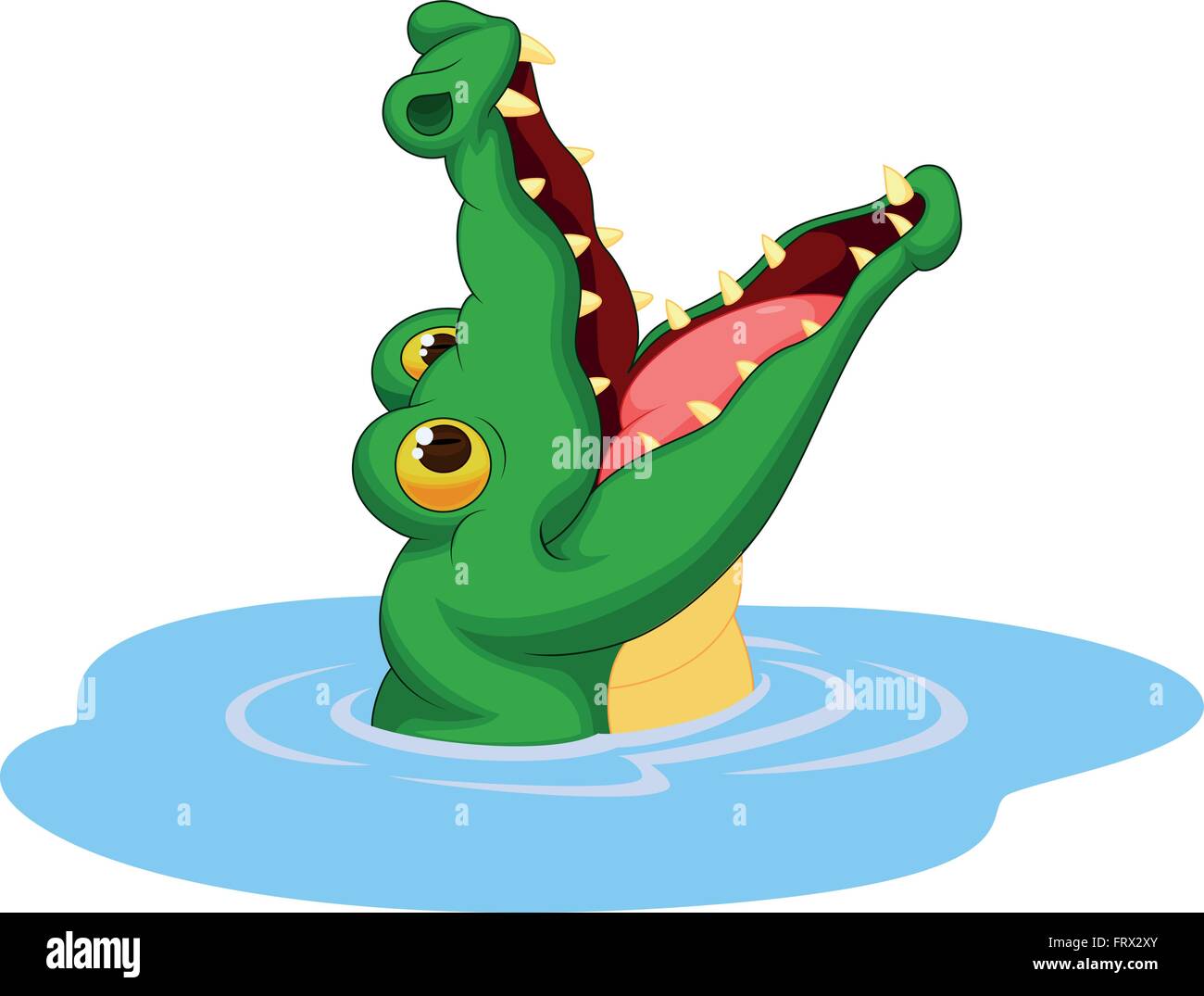 Cute crocodile cartoon open its mouth Stock Vector