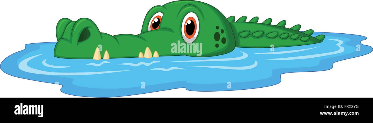 Cute crocodile cartoon swimming Stock Vector