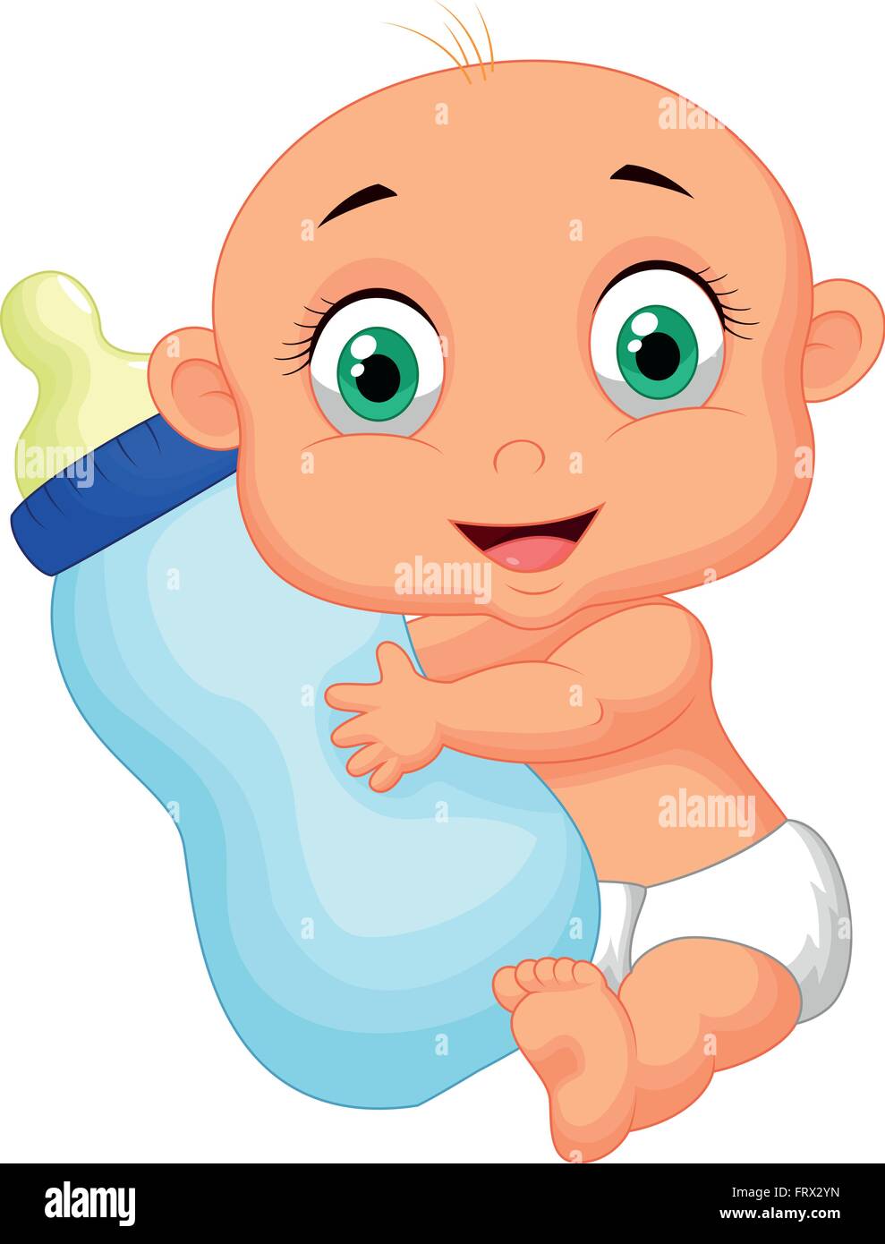 Cute baby boy cartoon hugging milk bottle Stock Vector Image & Art - Alamy