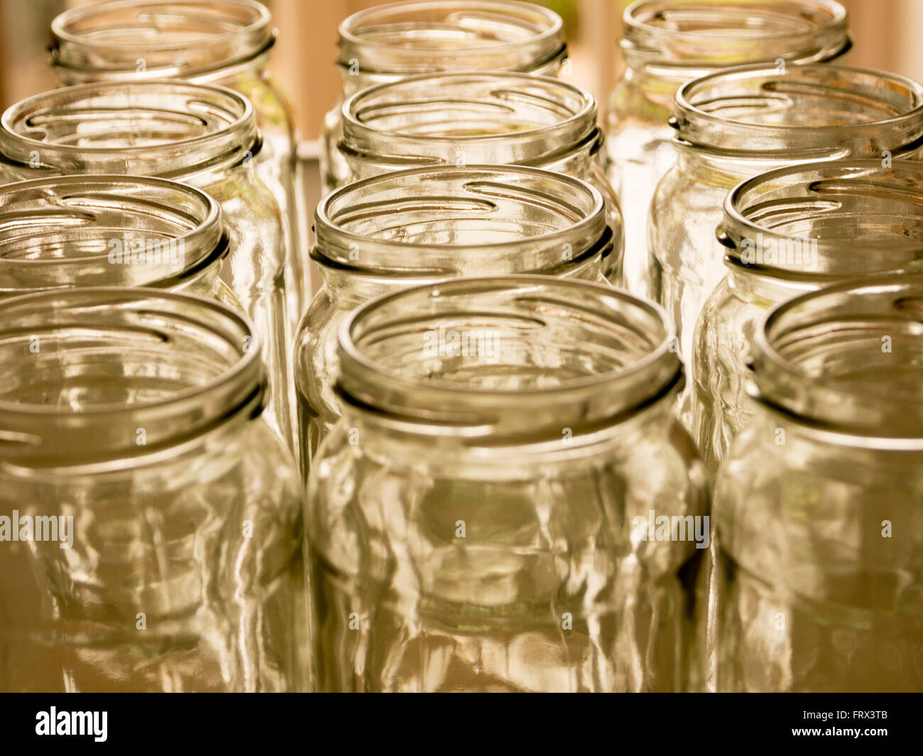 Jam Making - empty jam jars Stock Photo