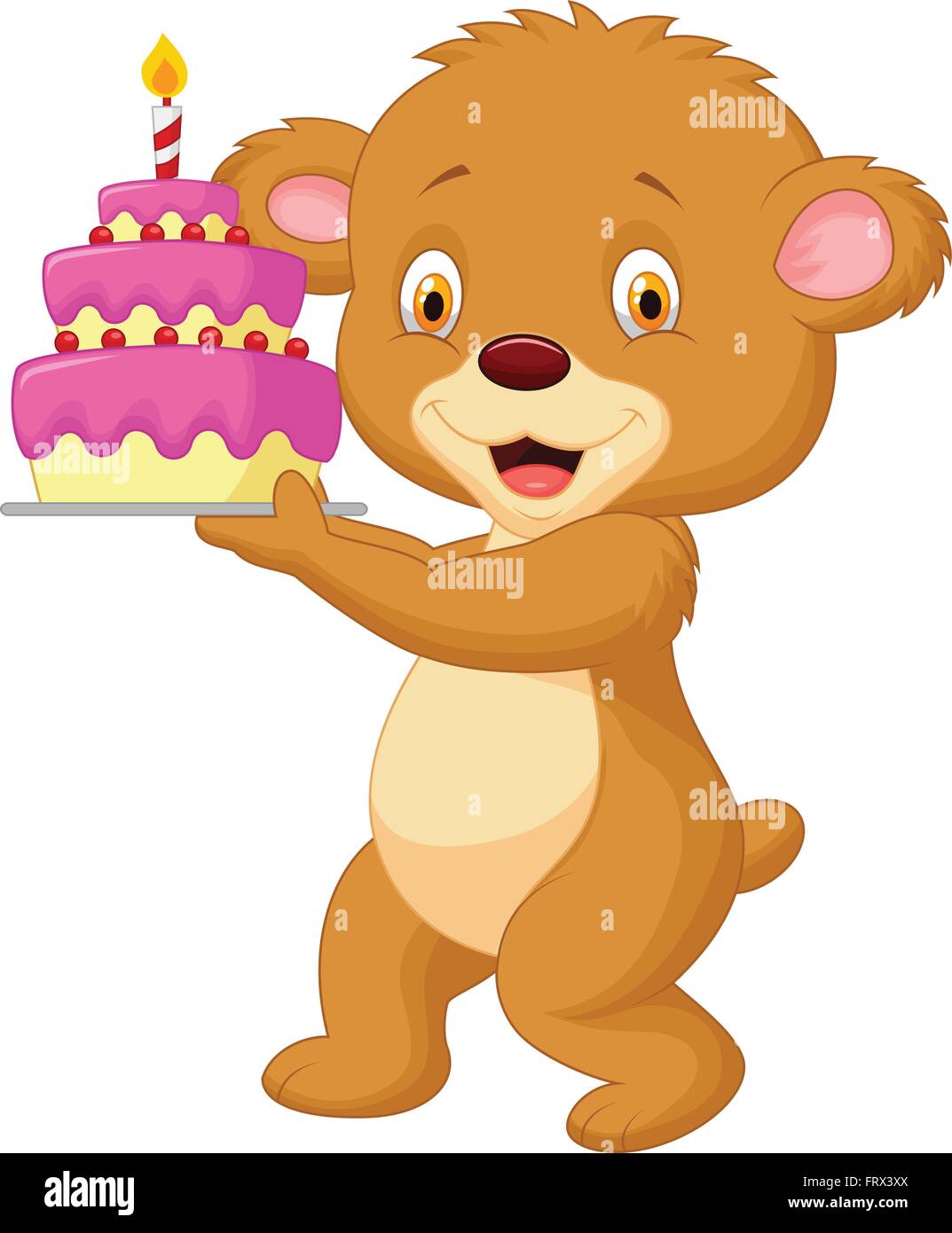 Bear Cartoon With Birthday Cake Stock Vector Image Art Alamy