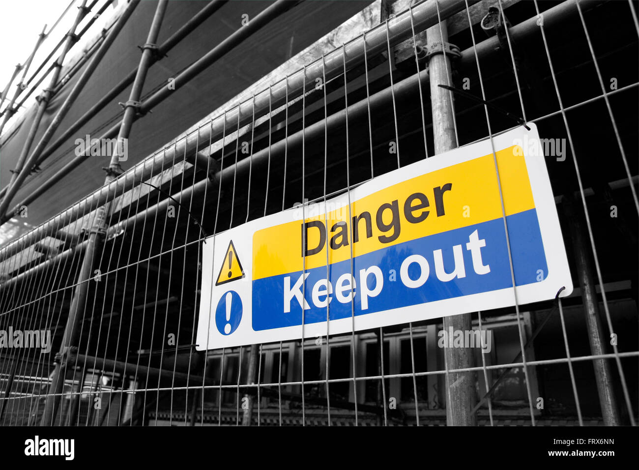 Danger Keep Out sign with black and white background Stock Photo