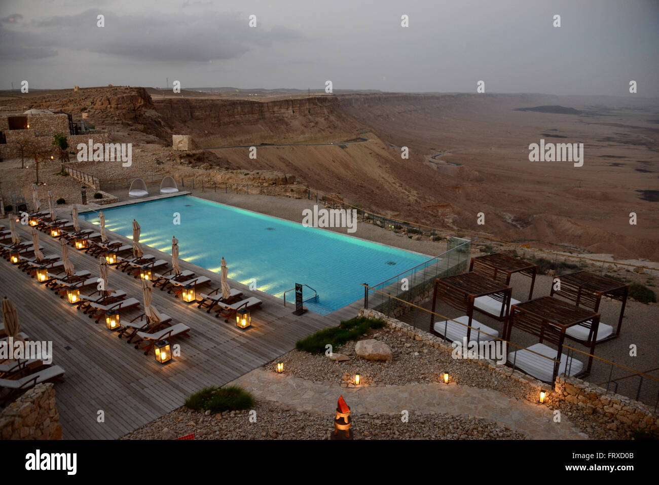 Hotel Beresheet near the crater of Ramon near Mizpe Ramon, Desert of Negev, South-Israel, Israel Stock Photo