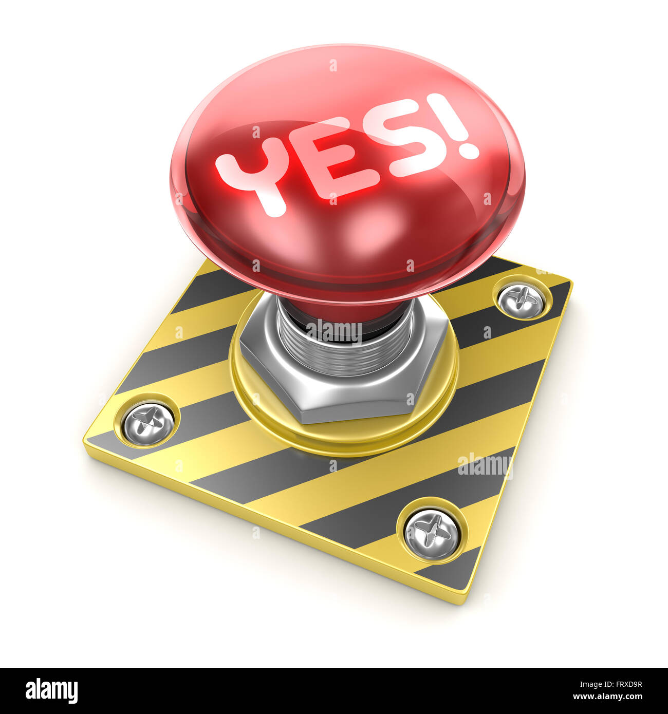 Yes! button , This is a computer generated and 3d rendered picture. Stock Photo