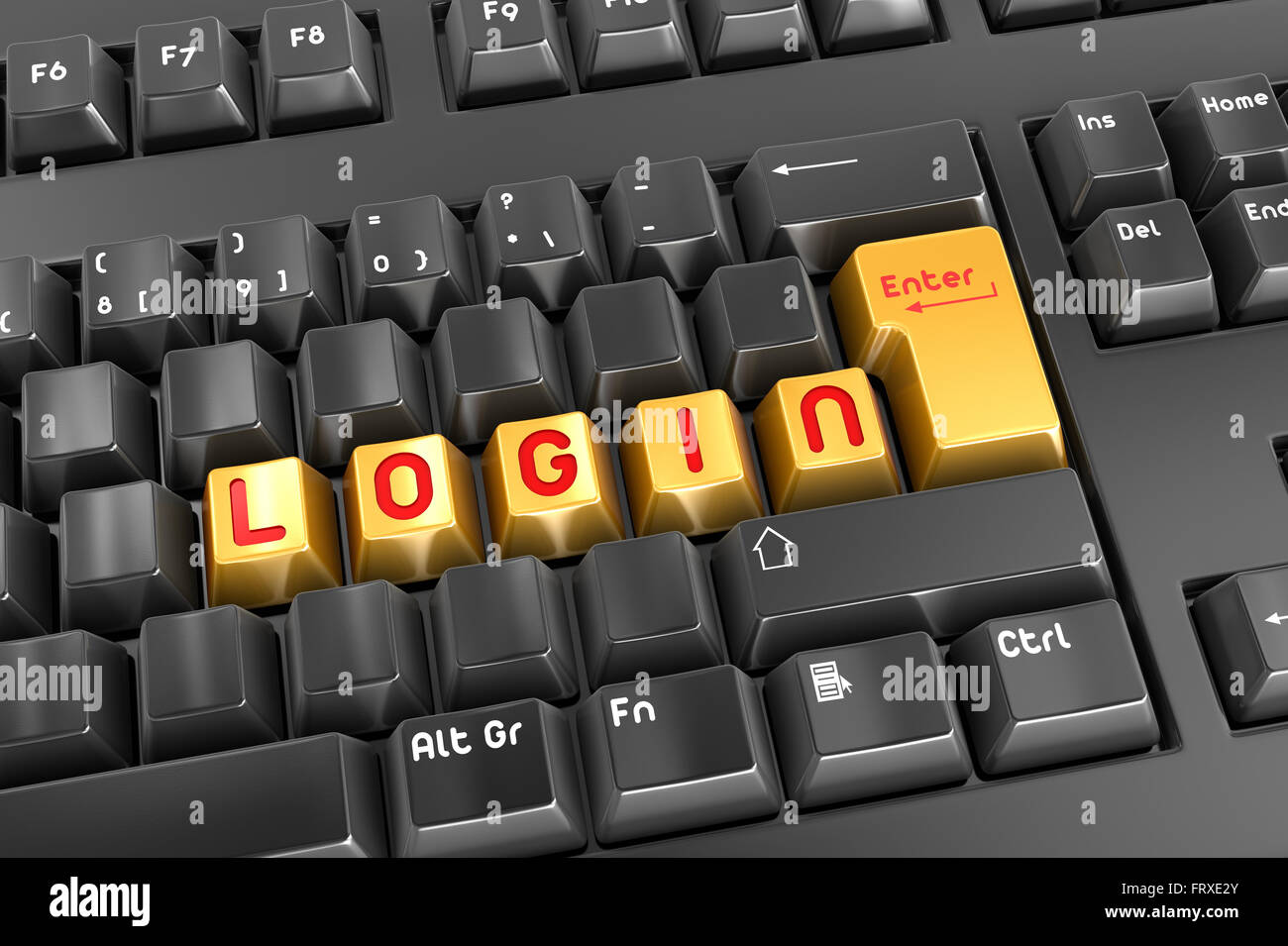 Login button , This is a computer generated and 3d rendered picture. Stock Photo
