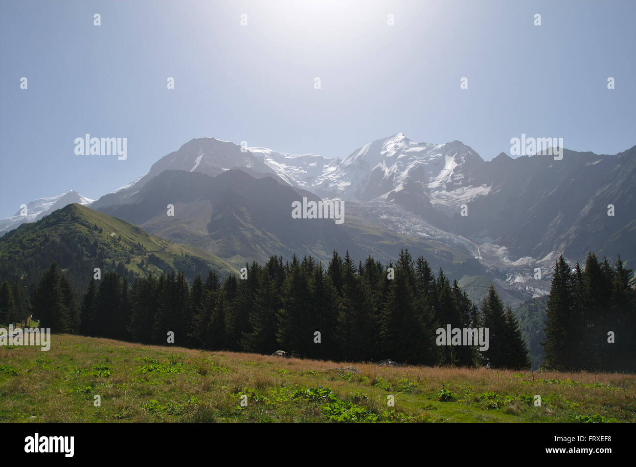Mont Blanc, south face from Belle Vue, Col de Voza, France Stock Photo