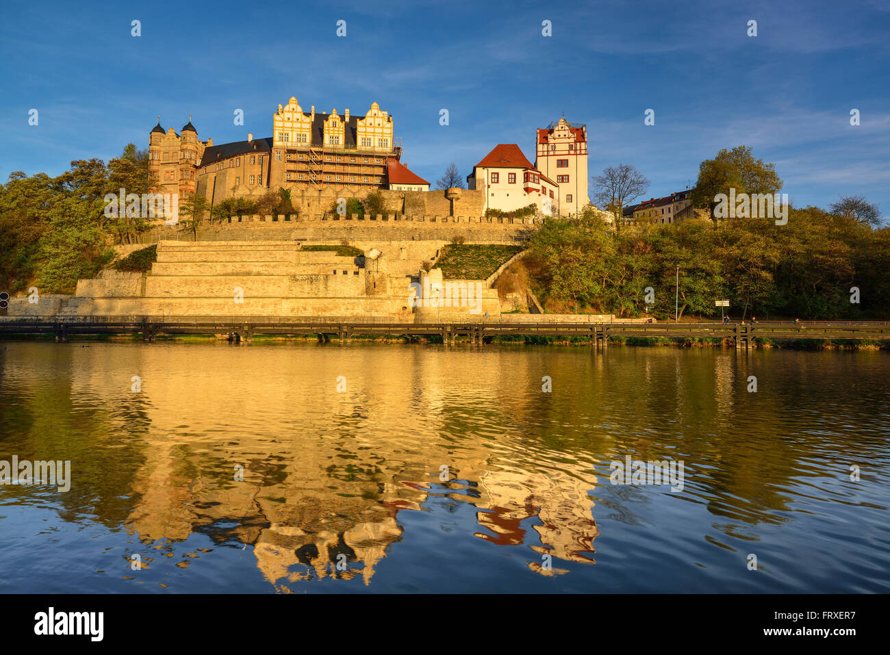 Bernburg Castle above the river Saale, Bernburg, Saxony-Anhalt, Germany