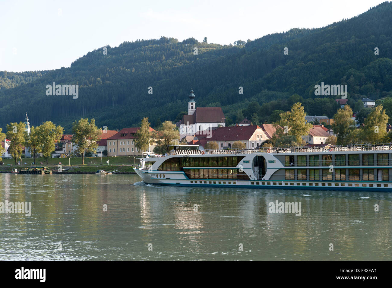 Cruise ship on the Danube, Engelhartszell, Austria Stock Photo
