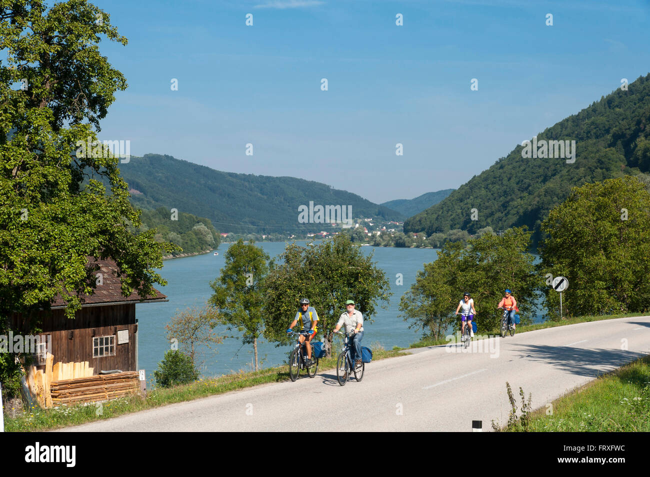 Cycle path near Engelhartszell, Danube, Austria Stock Photo