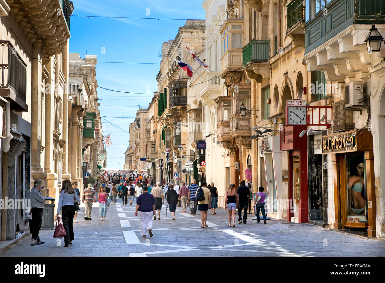 Town centre in the old town, Valletta, Malta Stock Photo