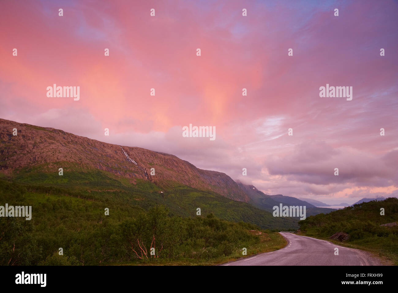 Sunrise at Sjonfjellet, Province of Nordland, Nordland, Norway, Europe Stock Photo