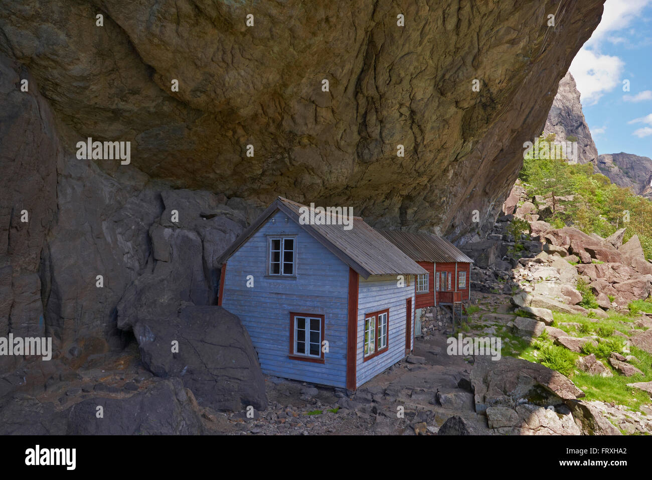 Helleren, House under the rocks, Joessingfjord, Province of Rogaland, Vestlandet, Norway, Europe Stock Photo