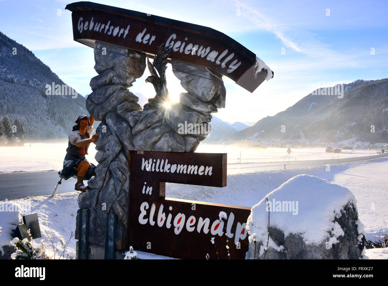Elbigenalp in Lech valley, winter in Tyrol, Austria Stock Photo