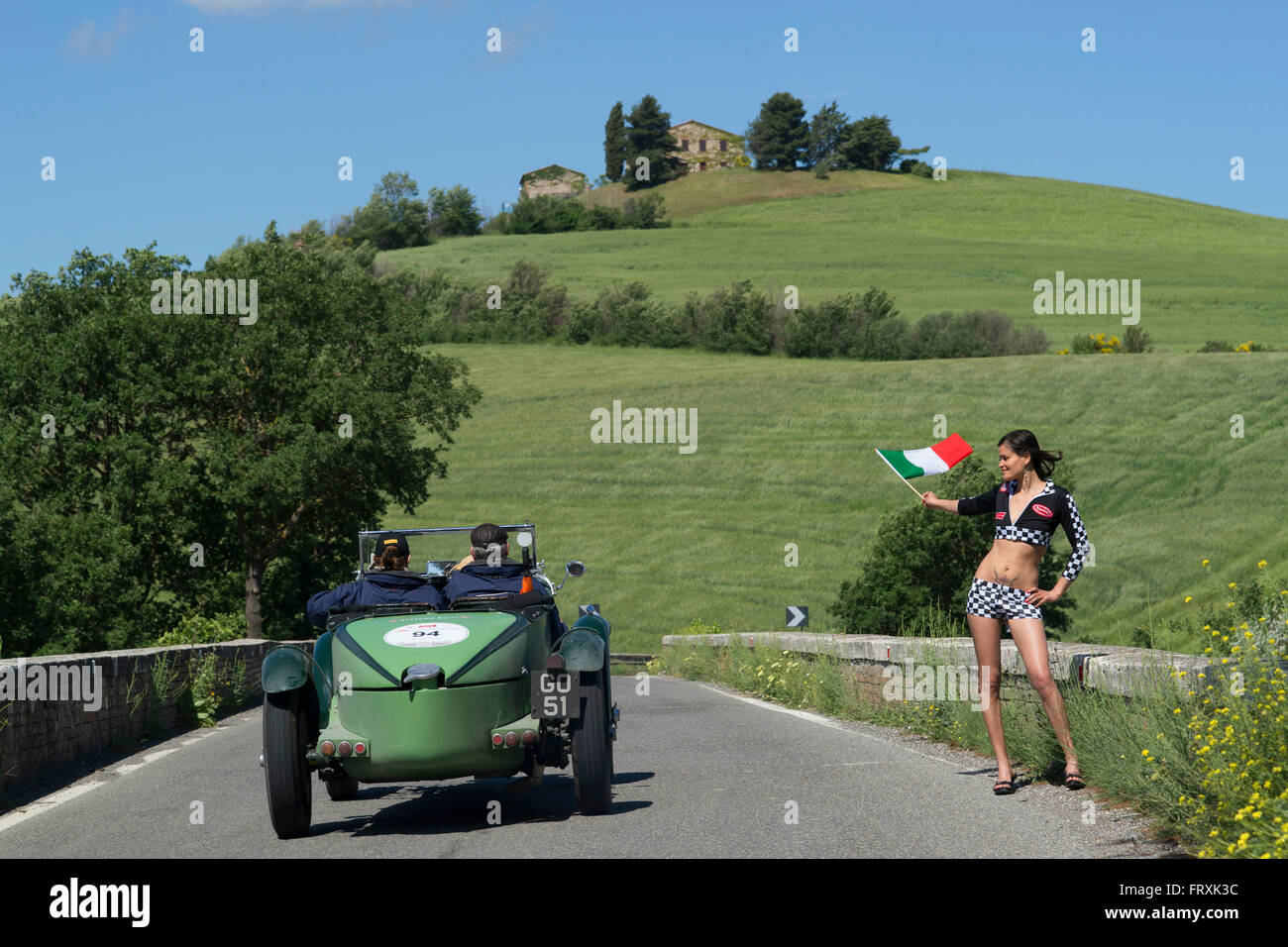 Talbot, 105 Team Car, Mille Miglia, 1000 Miglia, near San Quirico d'Orcia, Toskana, Italy, Europe Stock Photo