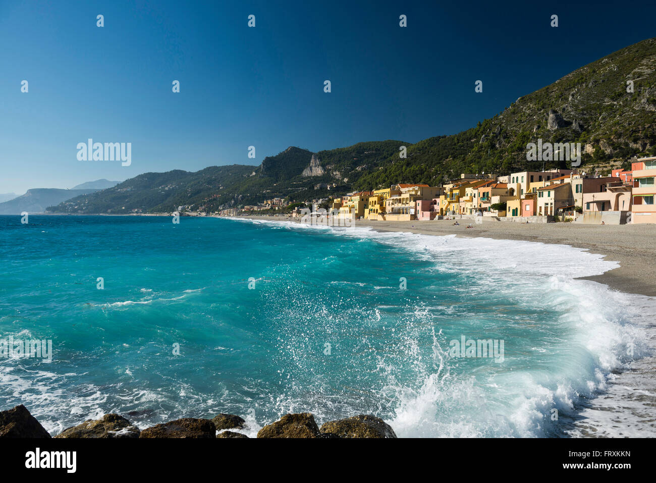 Beach, Varigotti, Finale Ligure, Province of Savona, Liguria, Italy Stock Photo