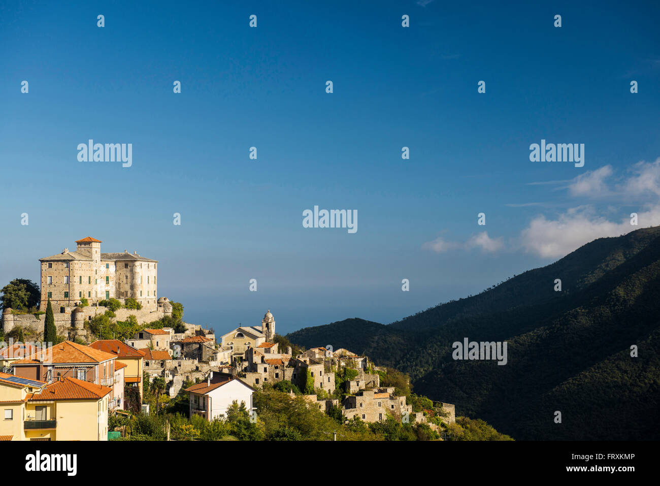 Old town with castle, Balestrino, Province of Savona, Liguria, Italy Stock Photo