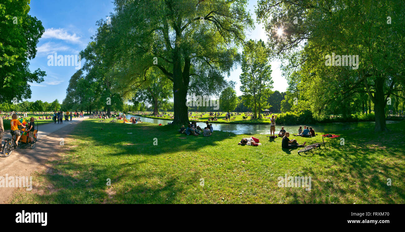 Summer in the English Garden with Eisbach, Englischer Garten, Munich