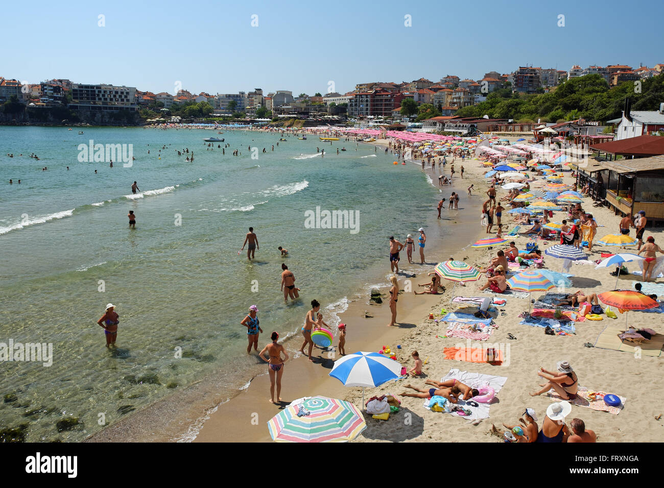 SOZOPOL, BULGARIA - JULY 19: City beach on July 19, 2015 in town of ...