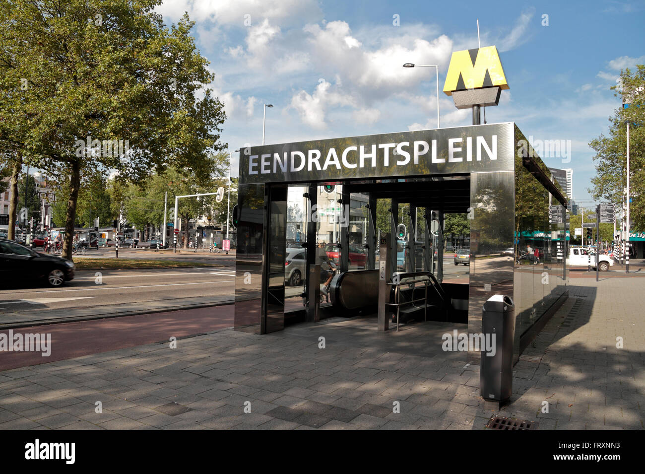 Street level entrance to the Eendrachtsplein station on the Rotterdam