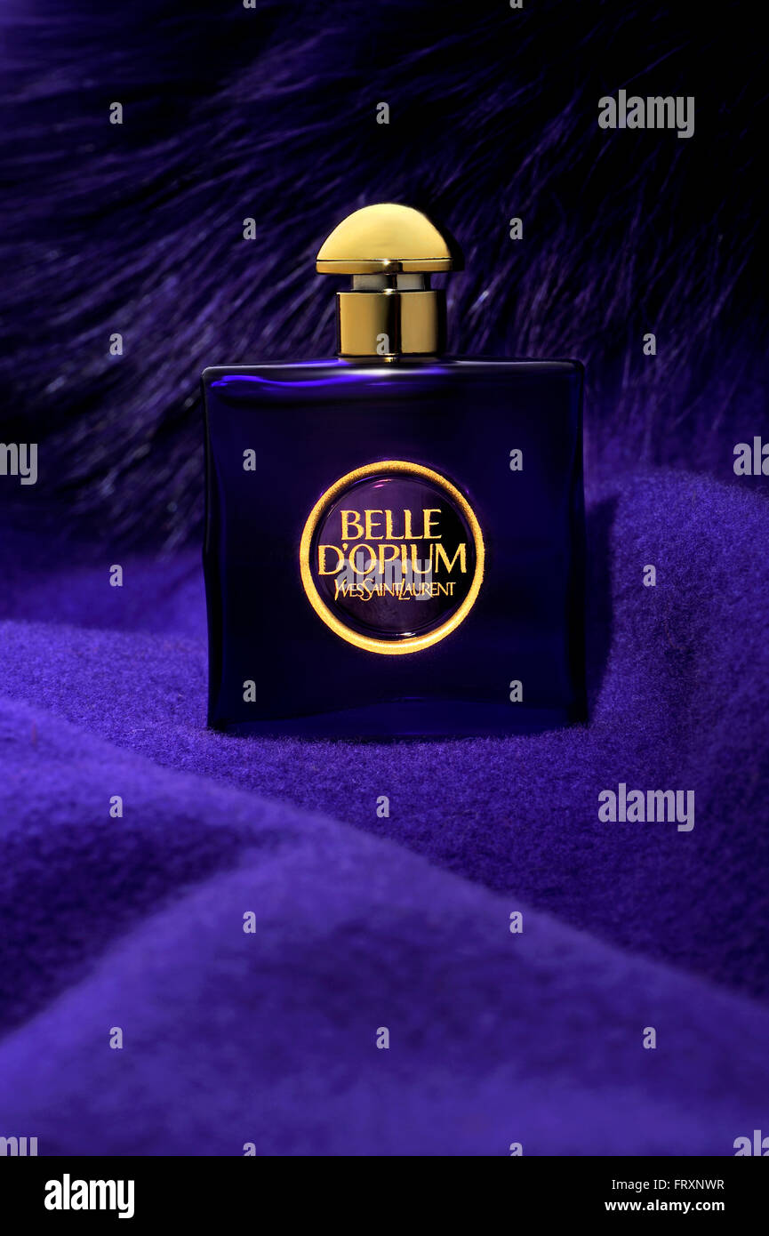 Yves Saint Laurent, perfum, Belle D'opium bottle womens perfume bottle  parfum high quality expensive luxury womens perfume Stock Photo - Alamy
