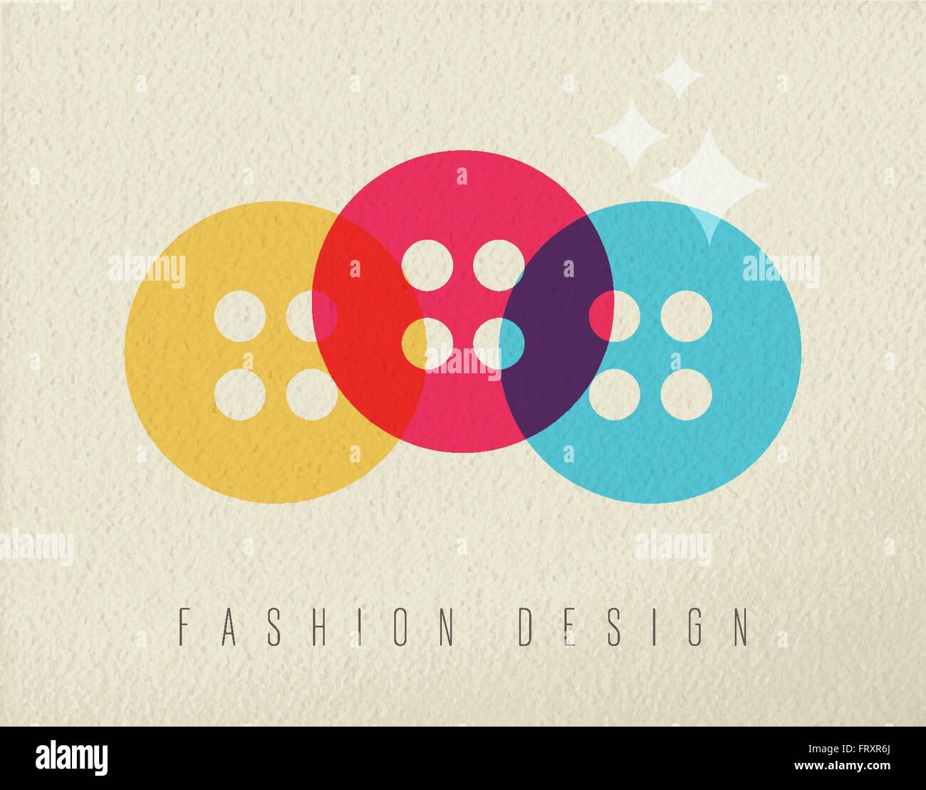 Fashion design concept icon, illustration of clothing button in colorful transparent style over texture background. EPS10 vector Stock Vector