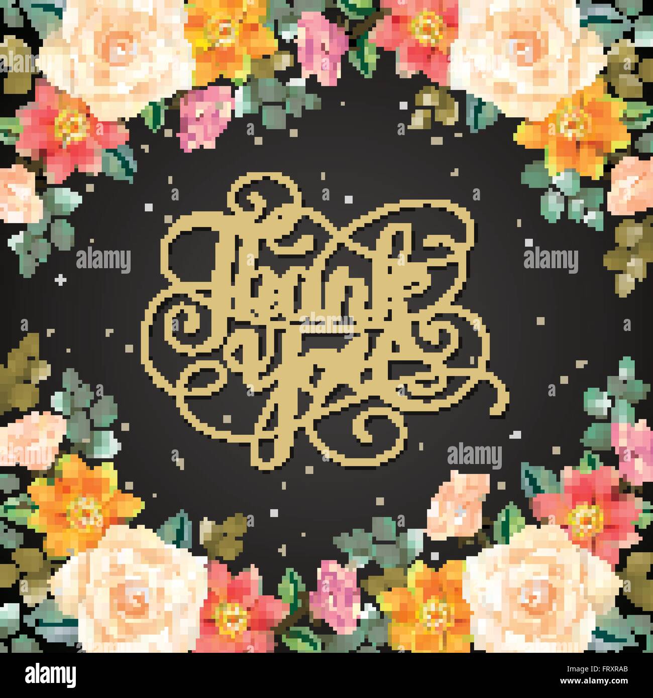 elegant Thank you decorative calligraphy poster design with floral ...