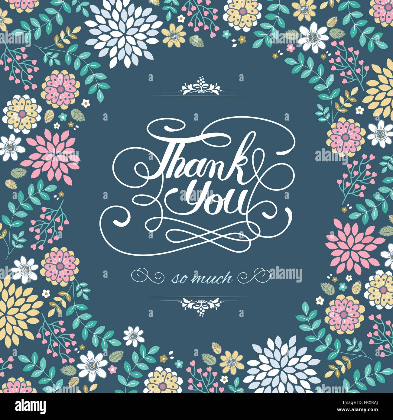 elegant Thank you decorative calligraphy poster design with floral