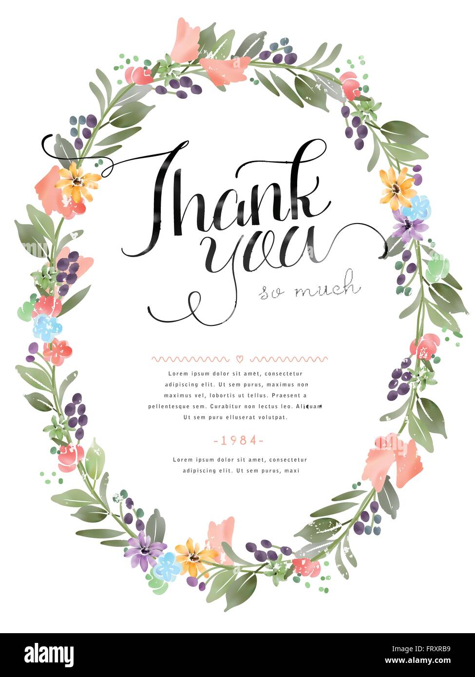 elegant Thank you decorative calligraphy poster design with floral