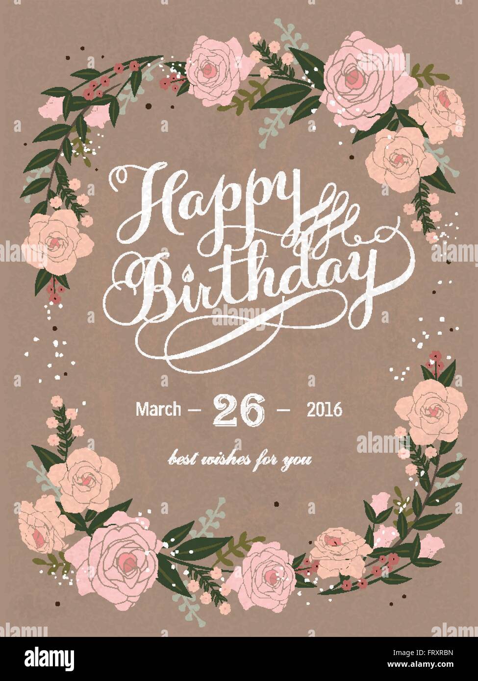 romantic Happy birthday calligraphy and poster design with floral ...