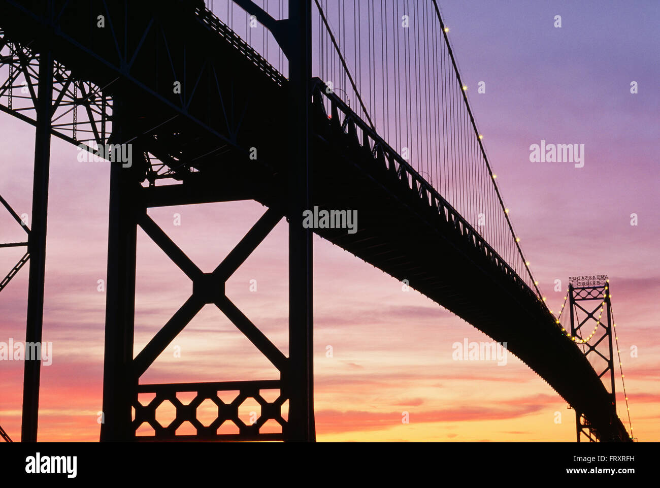 Ambassador Bridge Between Detroit, Michigan, Usa And Windsor, Ontario, Canada Stock Photo