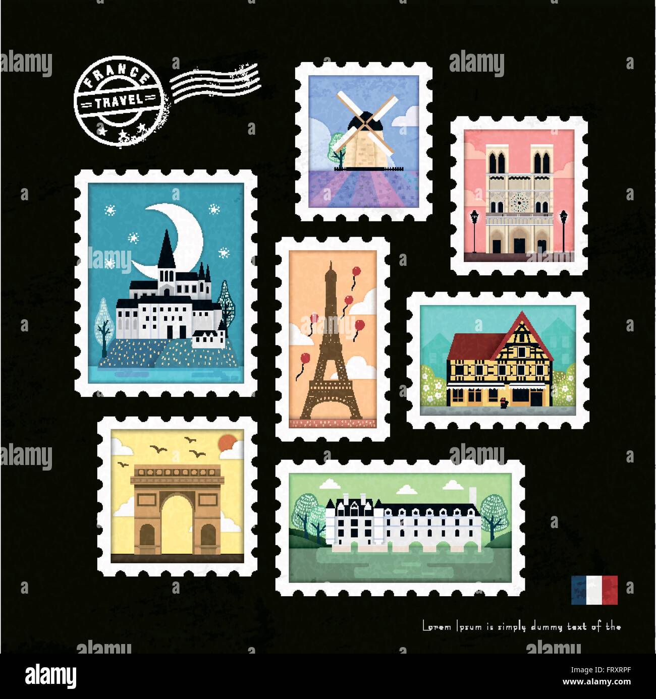 French tourist attractions Stock Vector Images - Alamy