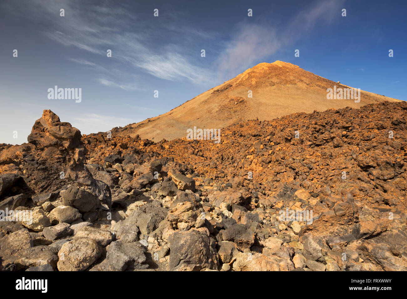 Volcanic landscape just below the peak of Mount Teide on Tenerife, Canary Islands, Spain. Stock Photo