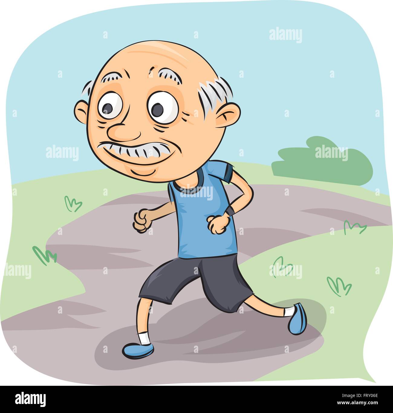 cartoon healthy old man jogging Stock Vector