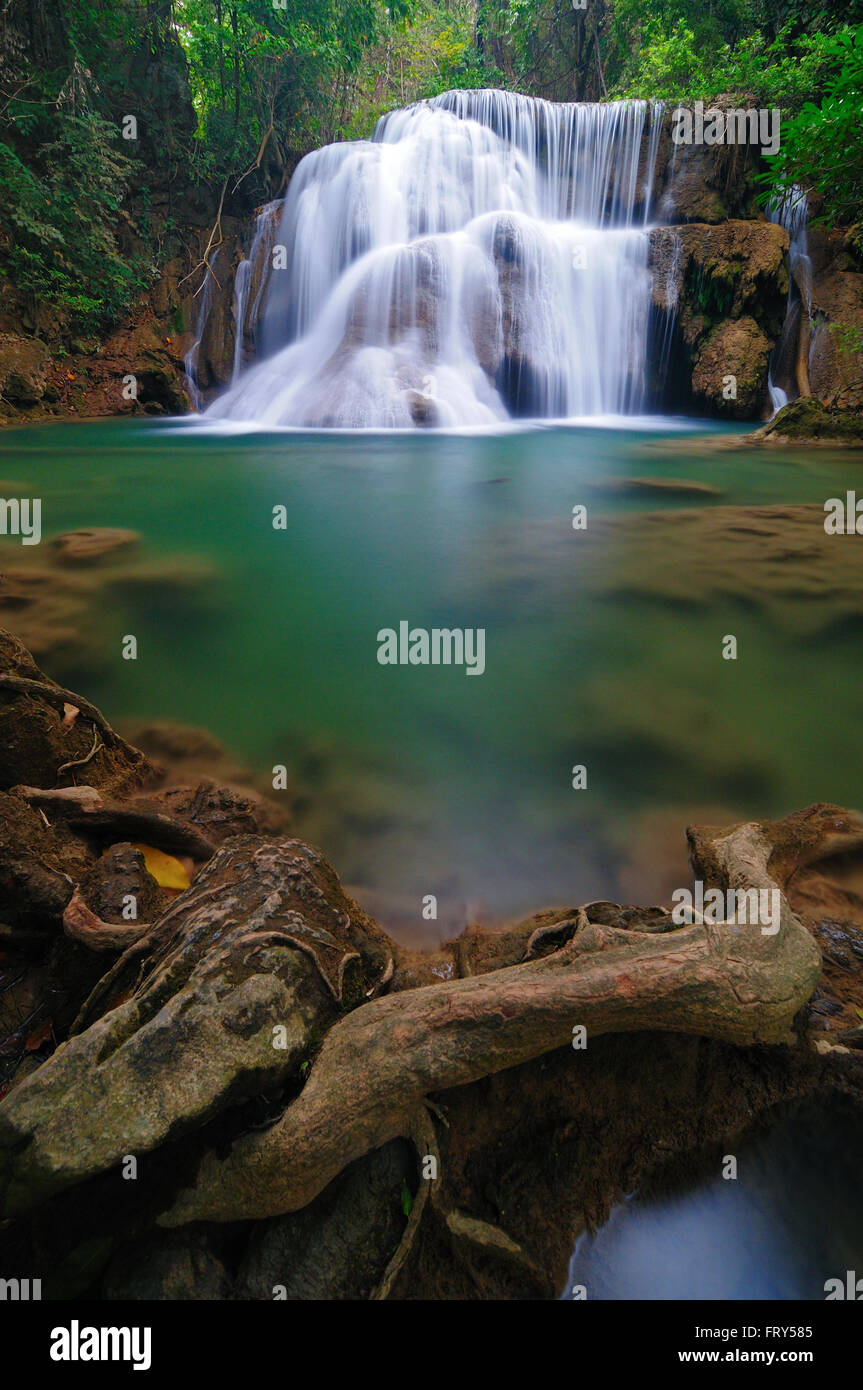 Deep forest Waterfall in Kanchanaburi, Thailand Stock Photo - Alamy