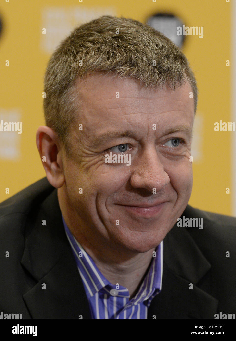 Prague, Czech Republic. 24th Mar, 2016. British British scriptwriter and playwright Peter Morgan attends a news conference within the 23rd Febiofest international film festival in Prague, Czech Republic, March 24, 2016. Morgan will receive the Kristian award for the artistic contribution to world cinematography. Credit:  Michal Krumphanzl/CTK Photo/Alamy Live News Stock Photo