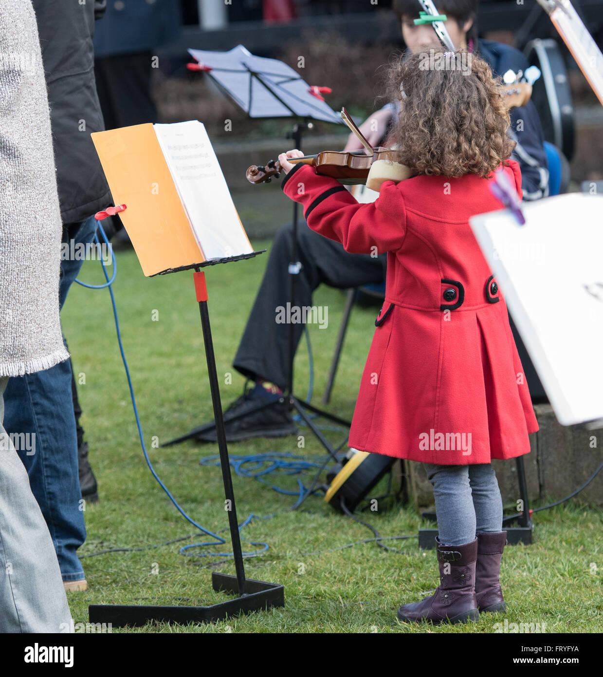 Brentwood, Essex, UK. 25th March, 2016. Easter Walk of Witness in Brentwood, Essex. The band plays for the Walk of Witness service Credit:  Ian Davidson/Alamy Live News Stock Photo