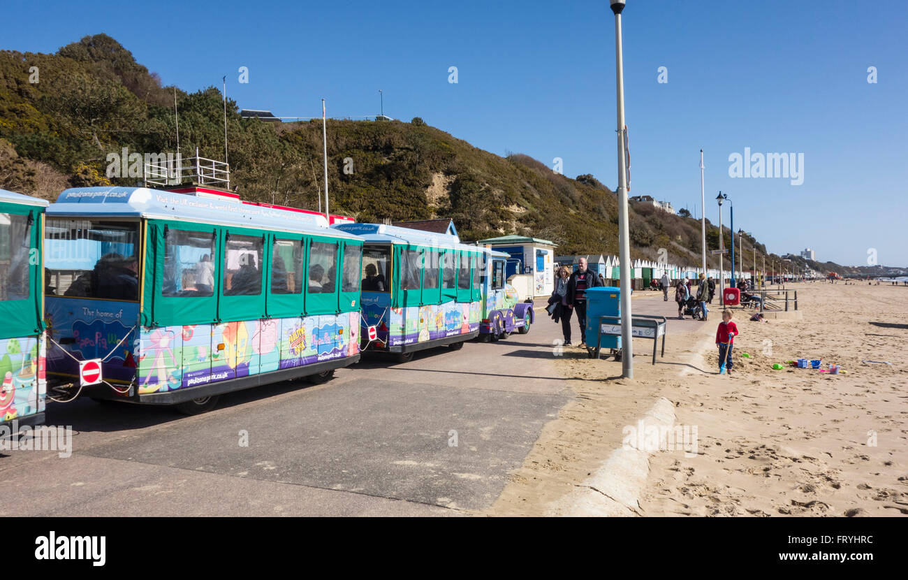 A Land Train on the promenade alongside West Beach, Bournemouth, Dorset